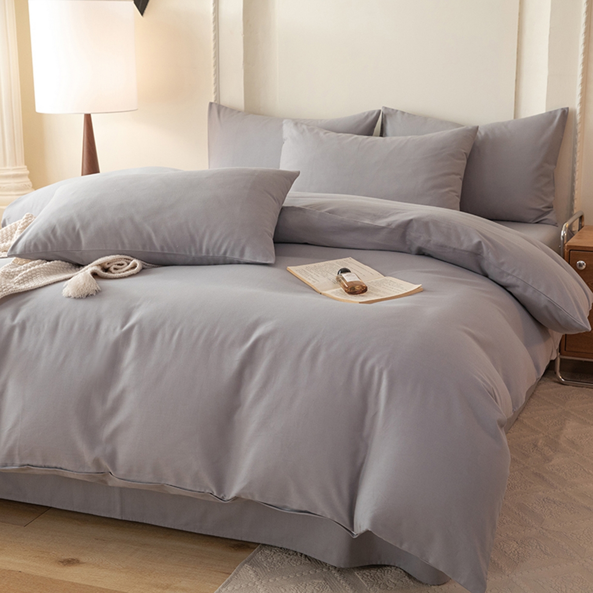 91家纺网 家纺一手货源 找家纺 八十八家纺 2025新款纯棉加厚磨毛四件套及单品系列-单被套 加厚中灰