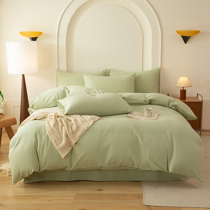 91家纺网 家纺一手货源 找家纺 八十八家纺 2025新款纯棉加厚磨毛四件套及单品系列-单被套 加厚果绿