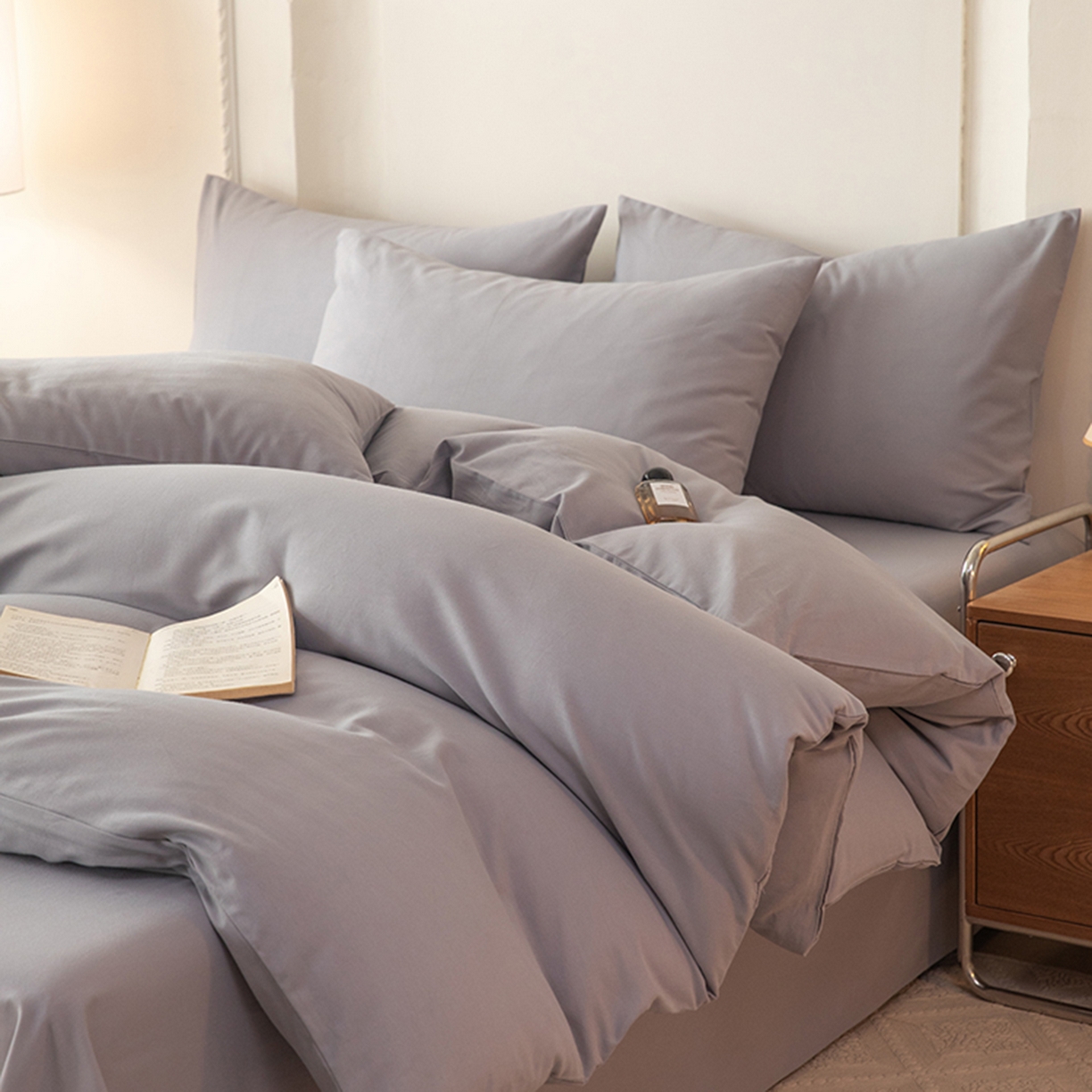 91家纺网 家纺一手货源 找家纺 八十八家纺 2025新款纯棉加厚磨毛四件套及单品系列-单被套 加厚中灰