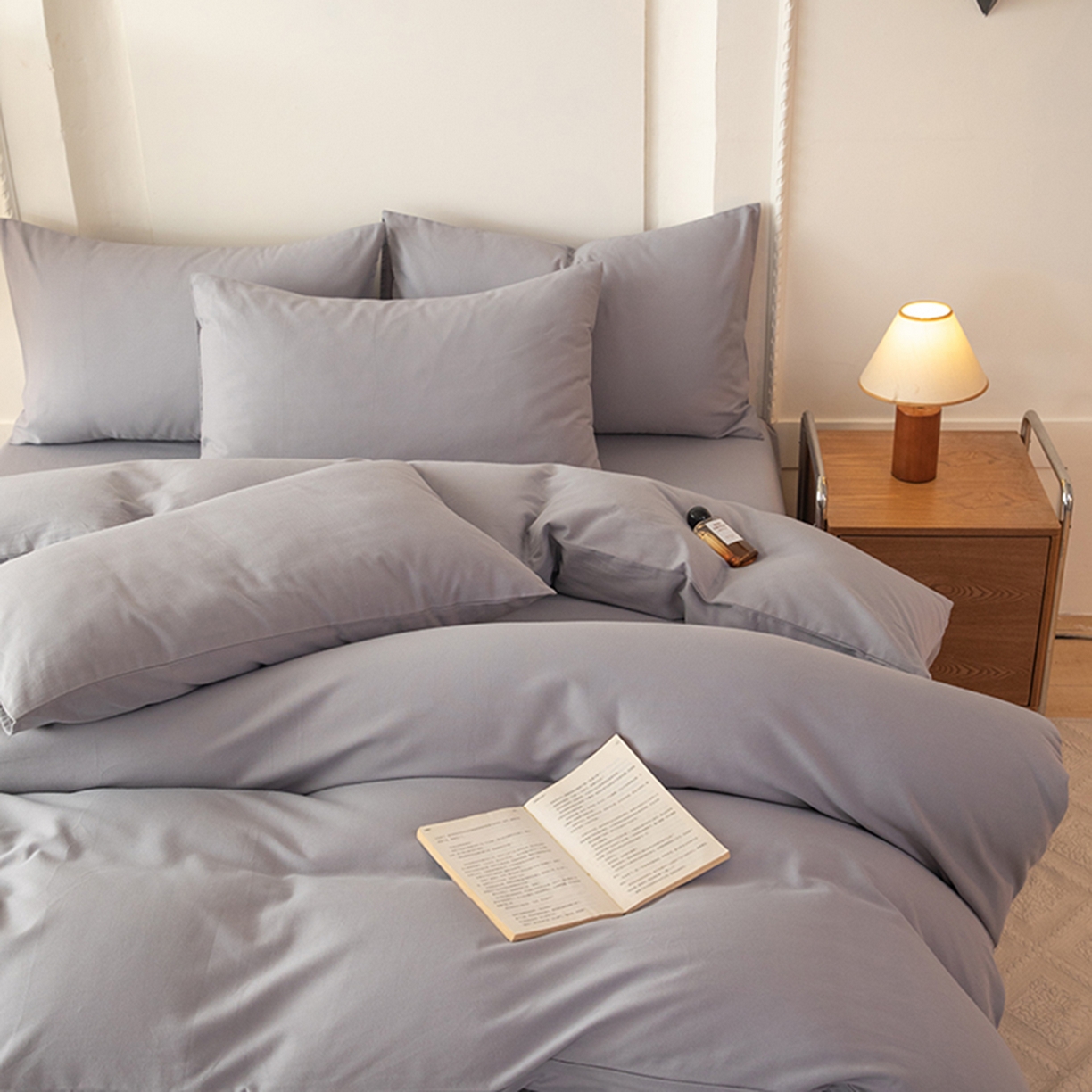 91家纺网 家纺一手货源 找家纺 八十八家纺 2025新款纯棉加厚磨毛四件套及单品系列-单被套 加厚中灰