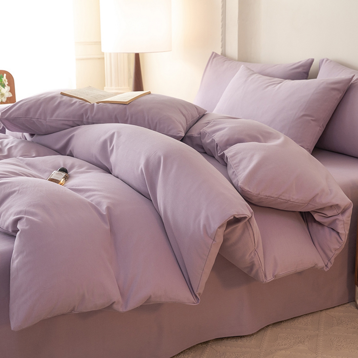 91家纺网 家纺一手货源 找家纺 八十八家纺 2025新款纯棉加厚磨毛四件套及单品系列-单被套 加厚浅紫