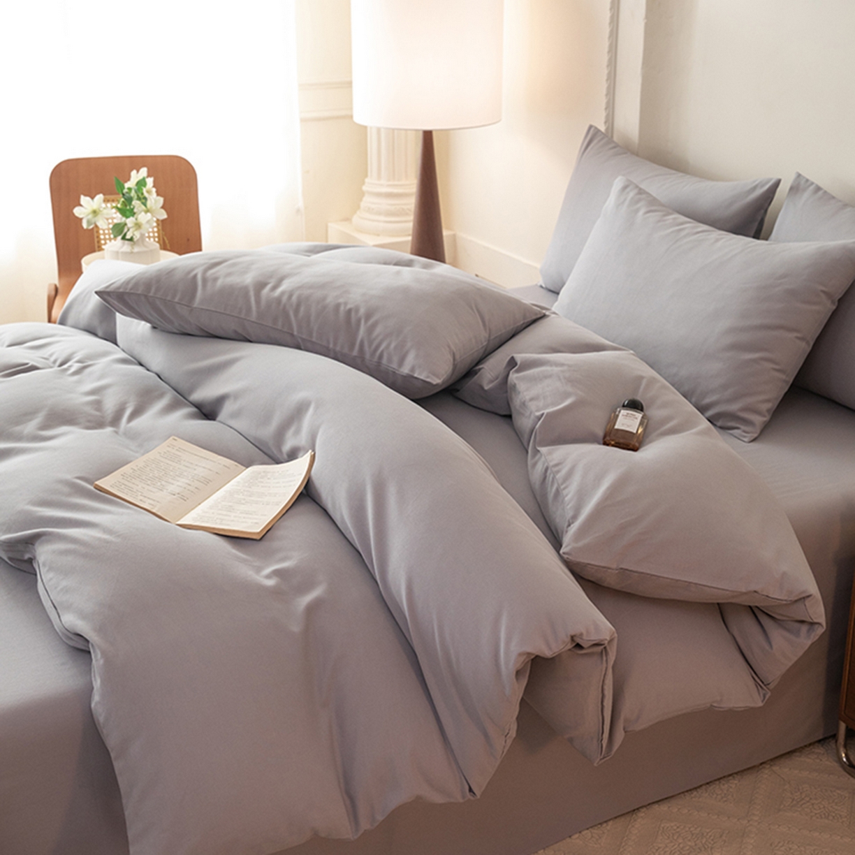 91家纺网 家纺一手货源 找家纺 八十八家纺 2025新款纯棉加厚磨毛四件套及单品系列-单被套 加厚中灰