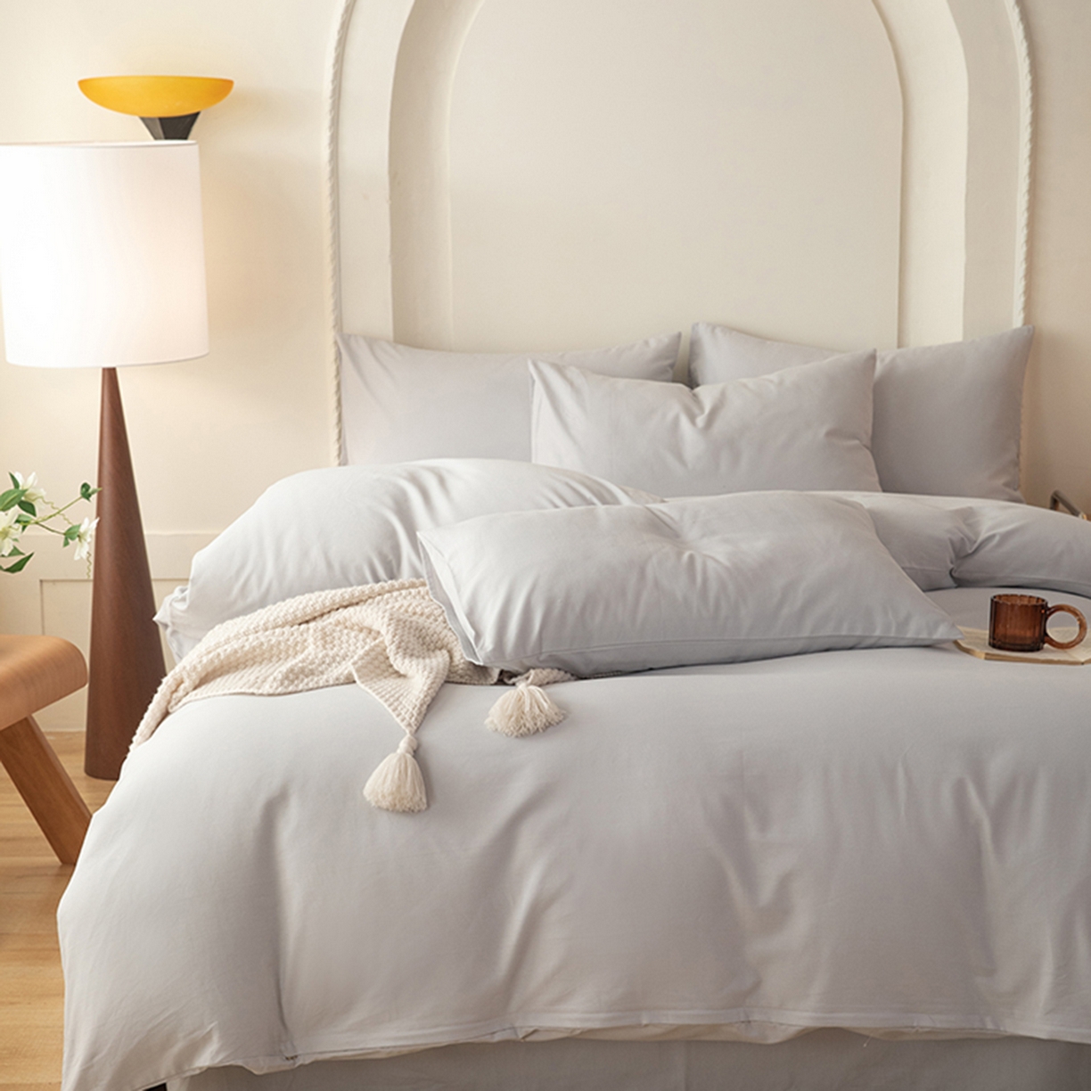 91家纺网 家纺一手货源 找家纺 八十八家纺 2025新款纯棉加厚磨毛四件套及单品系列-单被套 加厚银灰