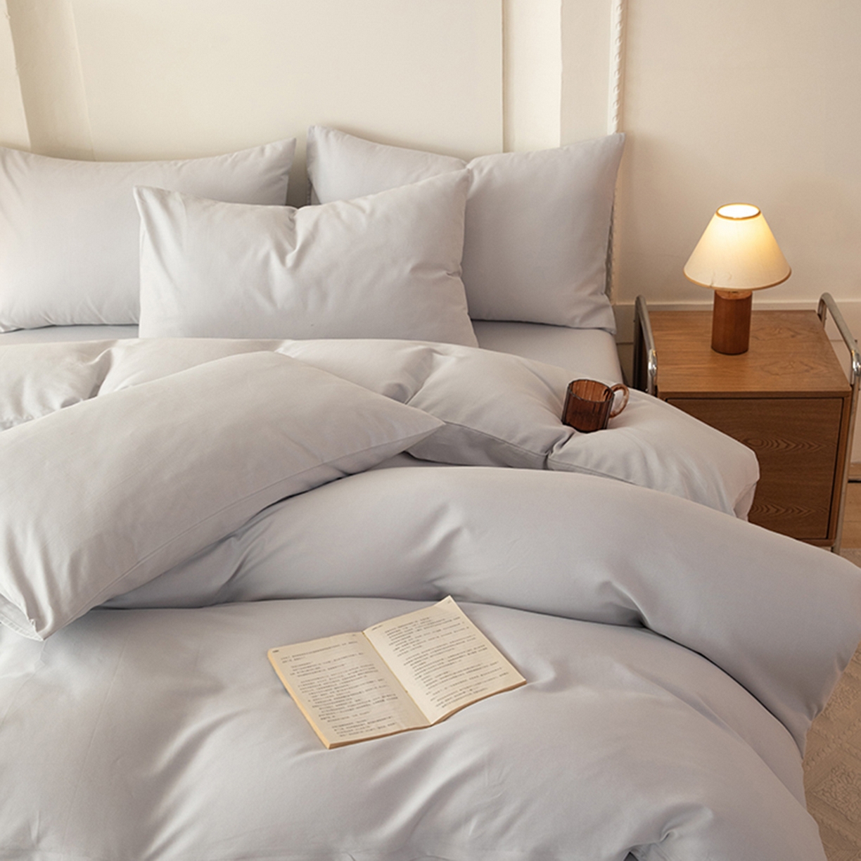 91家纺网 家纺一手货源 找家纺 八十八家纺 2025新款纯棉加厚磨毛四件套及单品系列-单被套 加厚银灰