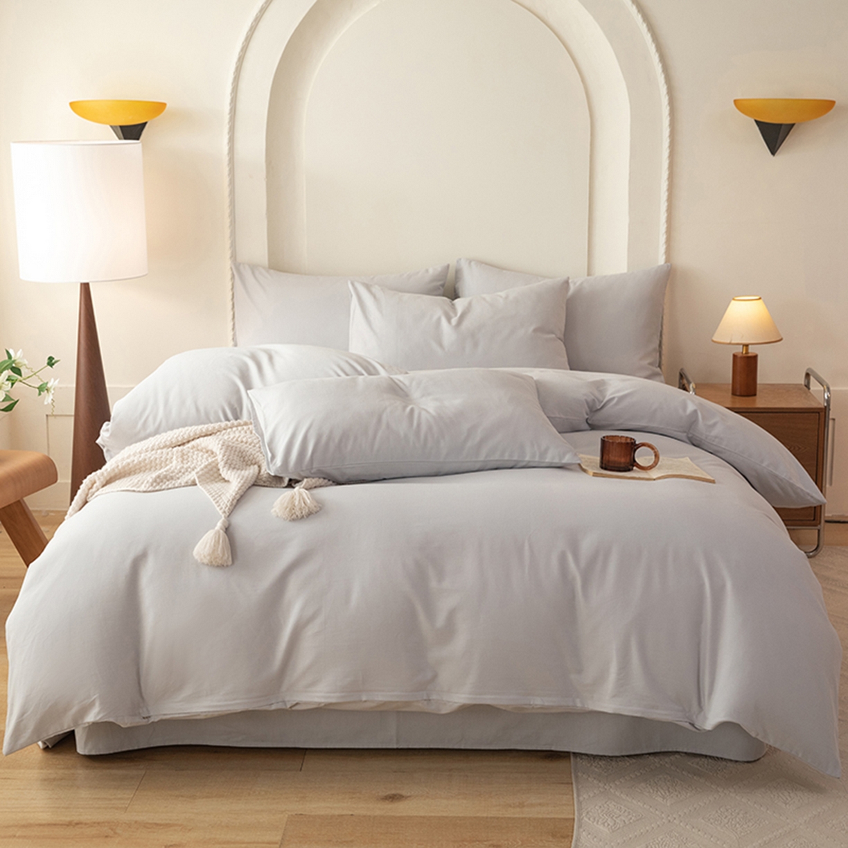 91家纺网 家纺一手货源 找家纺 八十八家纺 2025新款纯棉加厚磨毛四件套及单品系列-单被套 加厚银灰