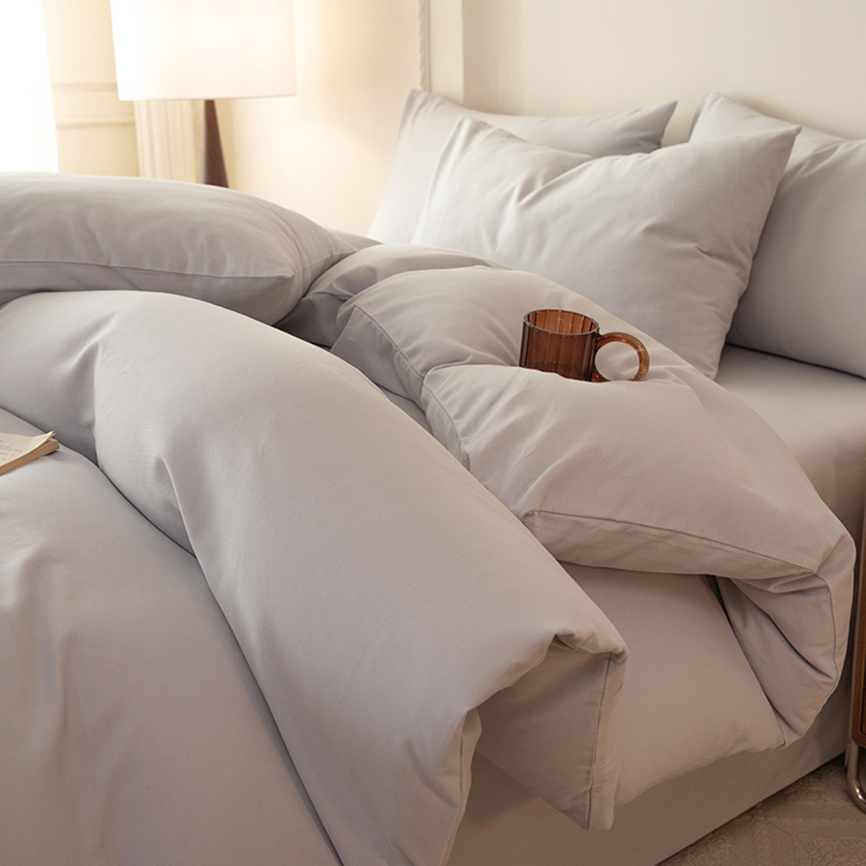 91家纺网 家纺一手货源 找家纺 八十八家纺 2025新款纯棉加厚磨毛四件套及单品系列-单被套 加厚银灰