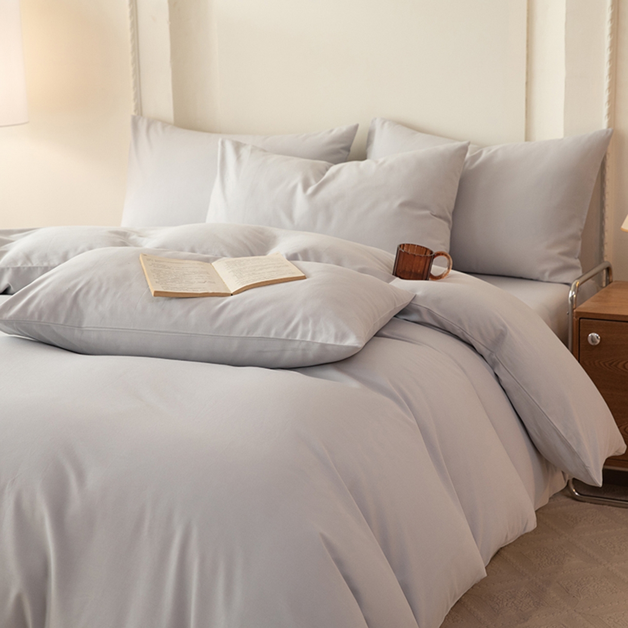 91家纺网 家纺一手货源 找家纺 八十八家纺 2025新款纯棉加厚磨毛四件套及单品系列-单被套 加厚银灰