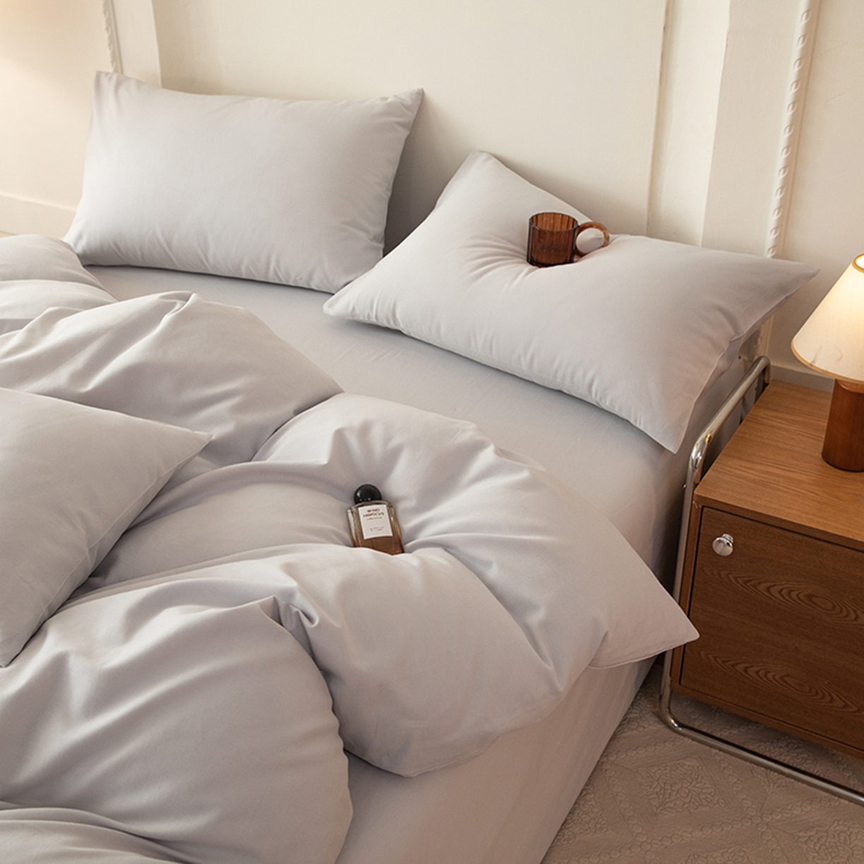 91家纺网 家纺一手货源 找家纺 八十八家纺 2025新款纯棉加厚磨毛四件套及单品系列-单被套 加厚银灰