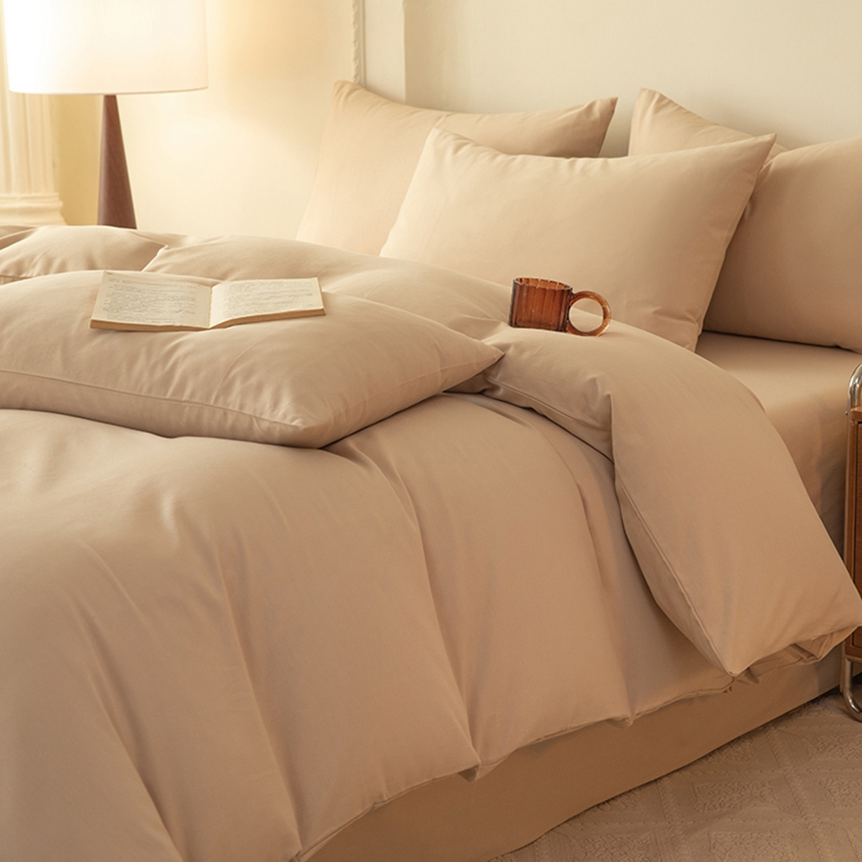 91家纺网 家纺一手货源 找家纺 八十八家纺 2025新款纯棉加厚磨毛四件套及单品系列-单被套 加厚卡其