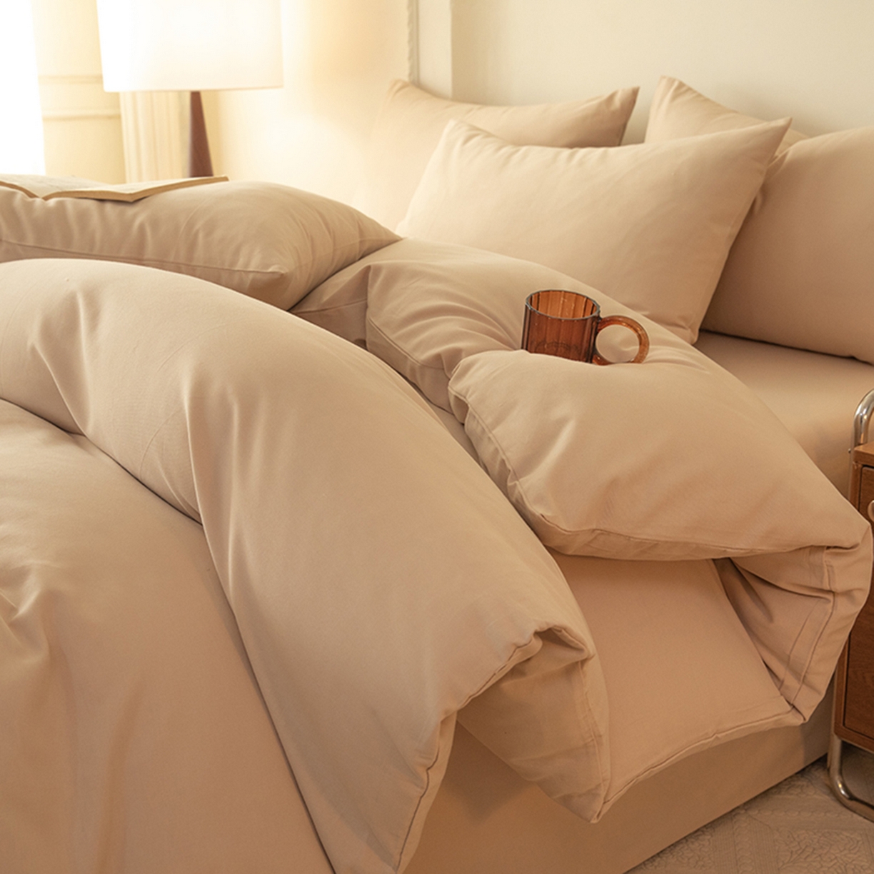 91家纺网 家纺一手货源 找家纺 八十八家纺 2025新款纯棉加厚磨毛四件套及单品系列-单被套 加厚卡其