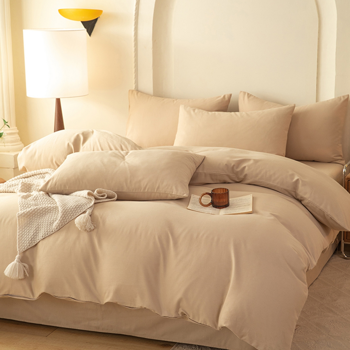 91家纺网 家纺一手货源 找家纺 八十八家纺 2025新款纯棉加厚磨毛四件套及单品系列-单被套 加厚卡其