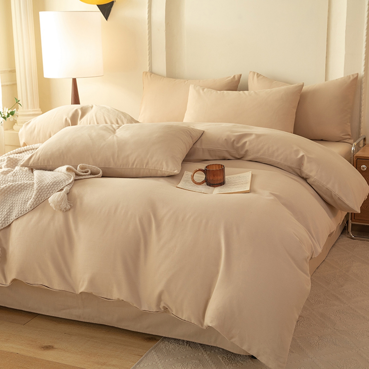 91家纺网 家纺一手货源 找家纺 八十八家纺 2025新款纯棉加厚磨毛四件套及单品系列-单被套 加厚卡其