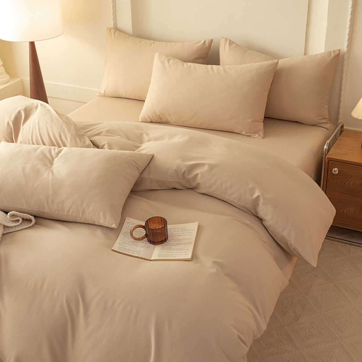 91家纺网 家纺一手货源 找家纺 八十八家纺 2025新款纯棉加厚磨毛四件套及单品系列-单被套 加厚卡其