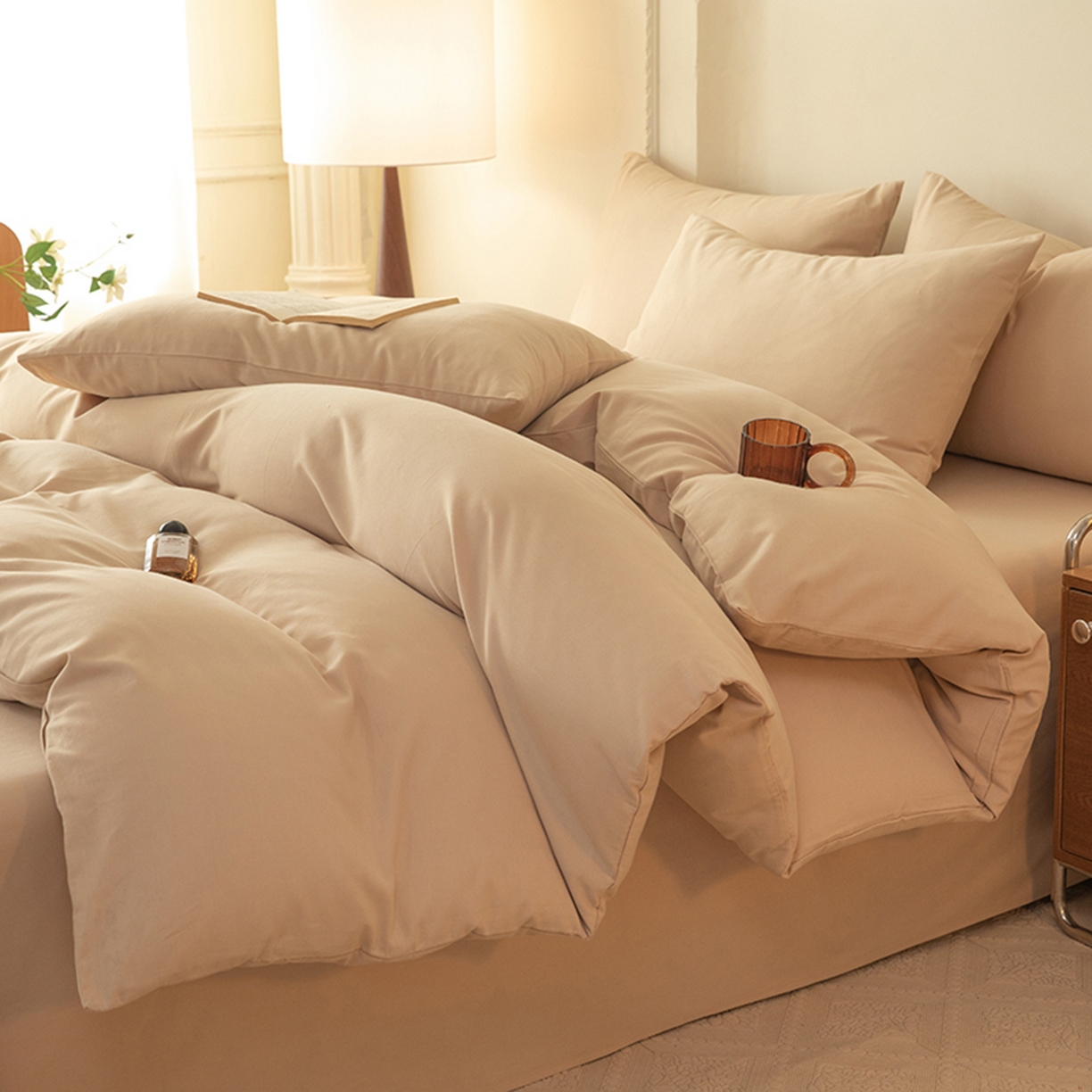 91家纺网 家纺一手货源 找家纺 八十八家纺 2025新款纯棉加厚磨毛四件套及单品系列-单被套 加厚卡其