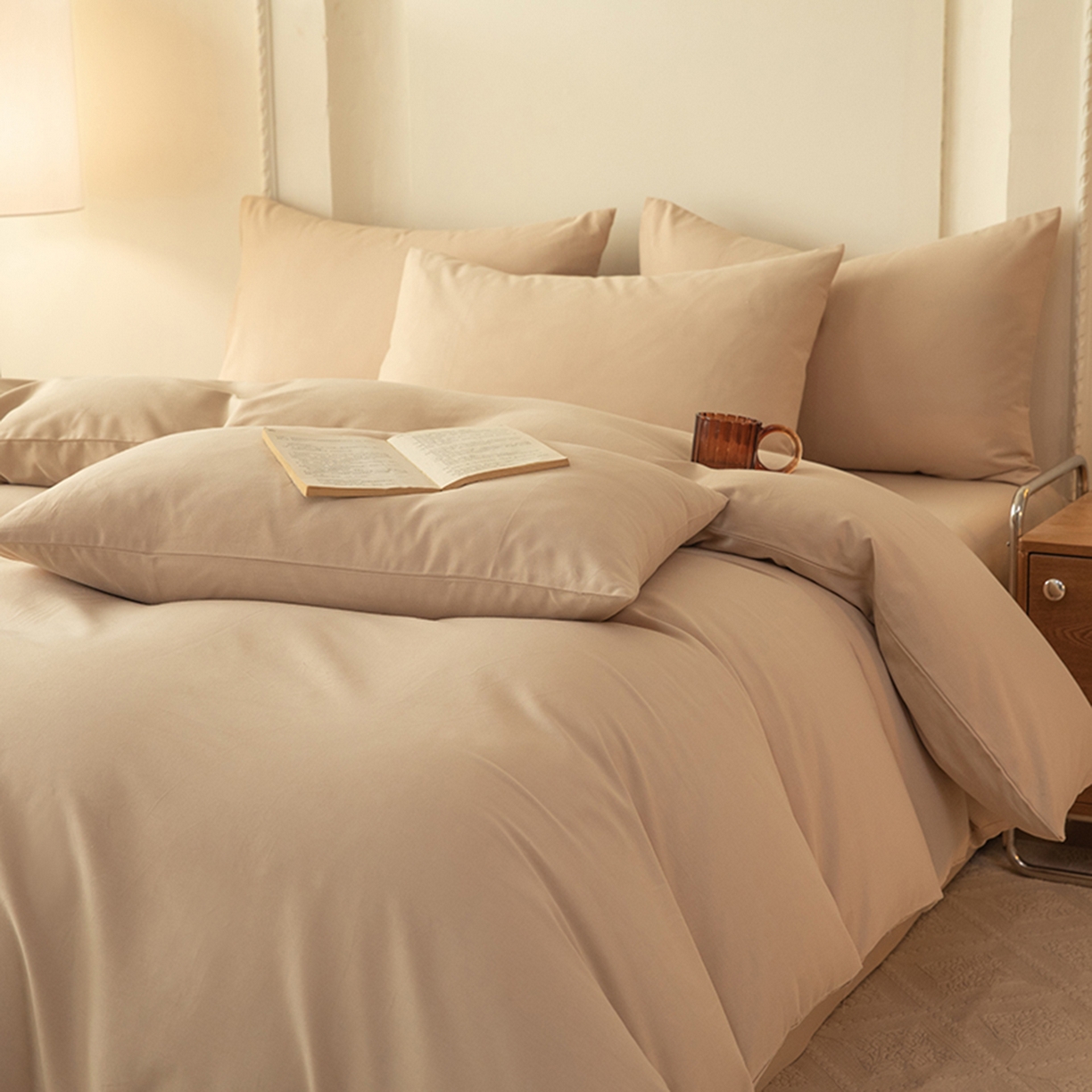 91家纺网 家纺一手货源 找家纺 八十八家纺 2025新款纯棉加厚磨毛四件套及单品系列-单被套 加厚卡其