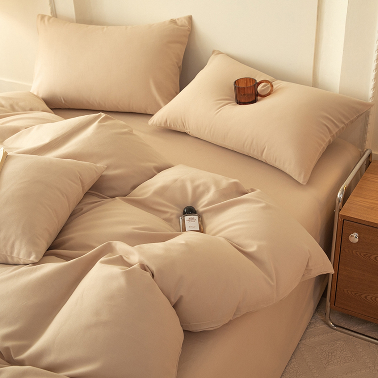 91家纺网 家纺一手货源 找家纺 八十八家纺 2025新款纯棉加厚磨毛四件套及单品系列-单被套 加厚卡其