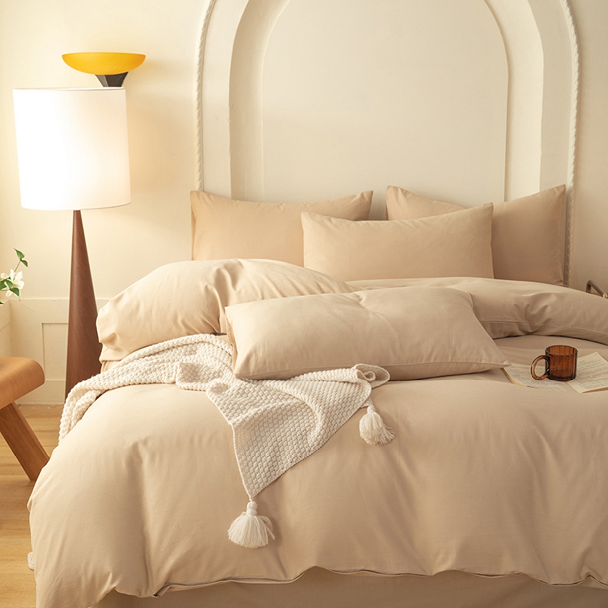 91家纺网 家纺一手货源 找家纺 八十八家纺 2025新款纯棉加厚磨毛四件套及单品系列-单被套 加厚卡其