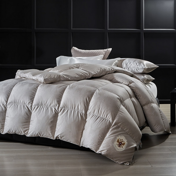 91家纺网 家纺一手货源 找家纺 暖羽屋羽绒馆 2025新款95白鹅绒 超精密金银丝大提花 羽绒被芯鹅绒被子 双人婚庆冬被 春秋被 费罗娜 咖