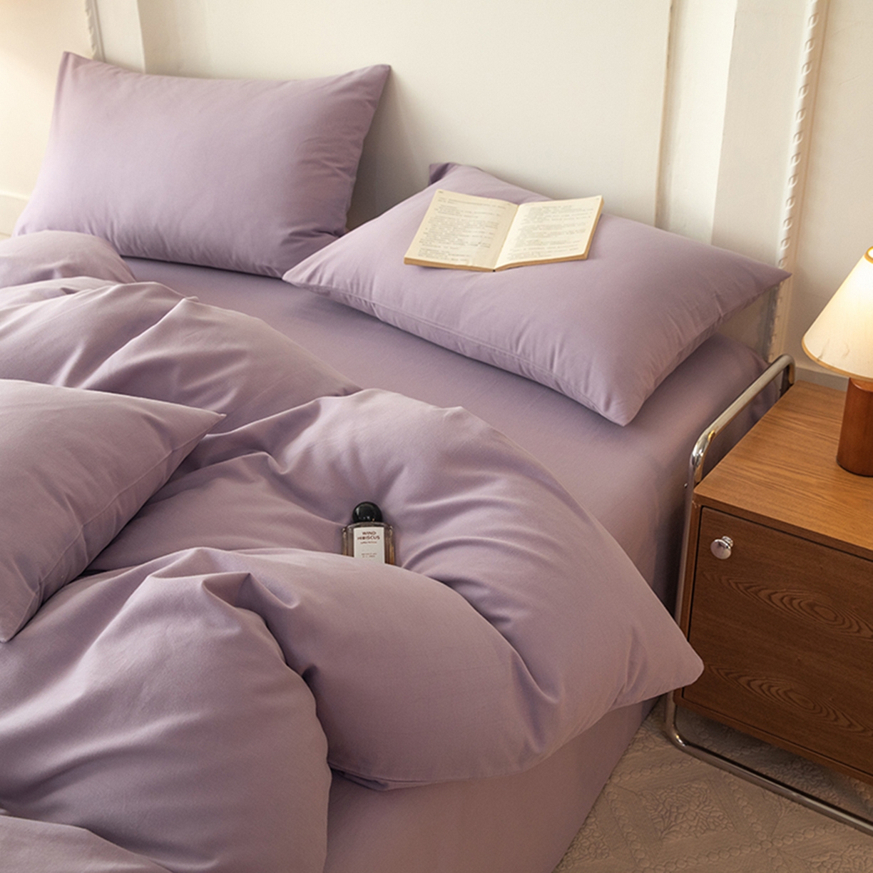 91家纺网 家纺一手货源 找家纺 八十八家纺 2025新款纯棉加厚磨毛四件套及单品系列-单被套 加厚浅紫