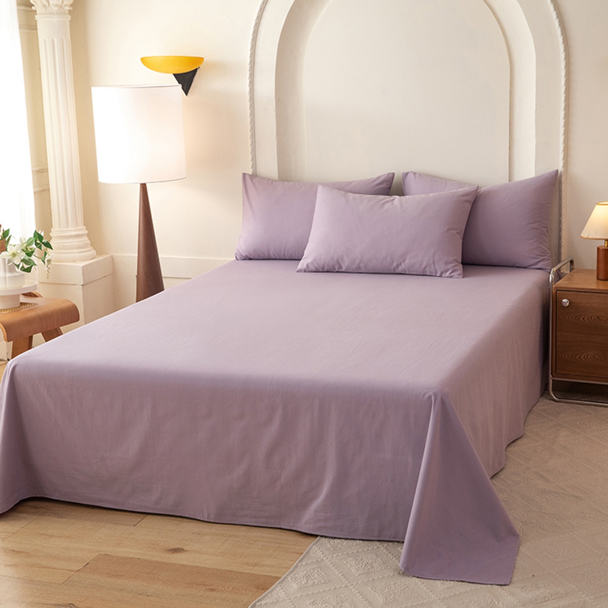 91家纺网 家纺一手货源 找家纺 八十八家纺 2025新款纯棉加厚磨毛四件套及单品系列-单被套 加厚浅紫