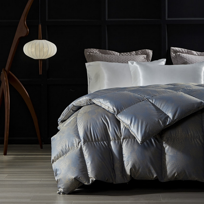 91家纺网 家纺一手货源 找家纺 暖羽屋羽绒馆 2025新款95白鹅绒 超精密金银丝大提花 羽绒被芯鹅绒被子 双人婚庆冬被 春秋被 费罗娜 蓝