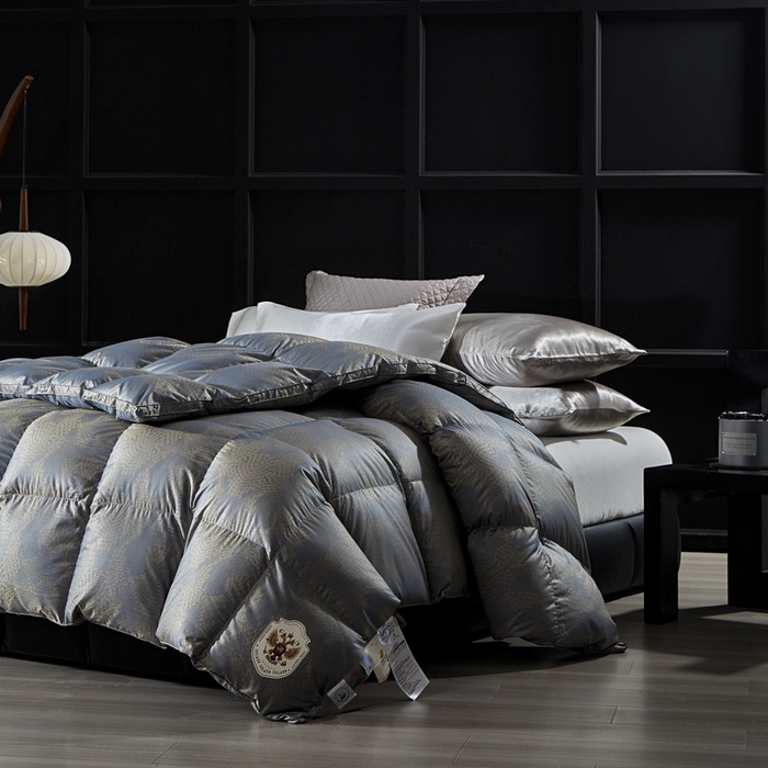91家纺网 家纺一手货源 找家纺 暖羽屋羽绒馆 2025新款95白鹅绒 超精密金银丝大提花 羽绒被芯鹅绒被子 双人婚庆冬被 春秋被 费罗娜 蓝