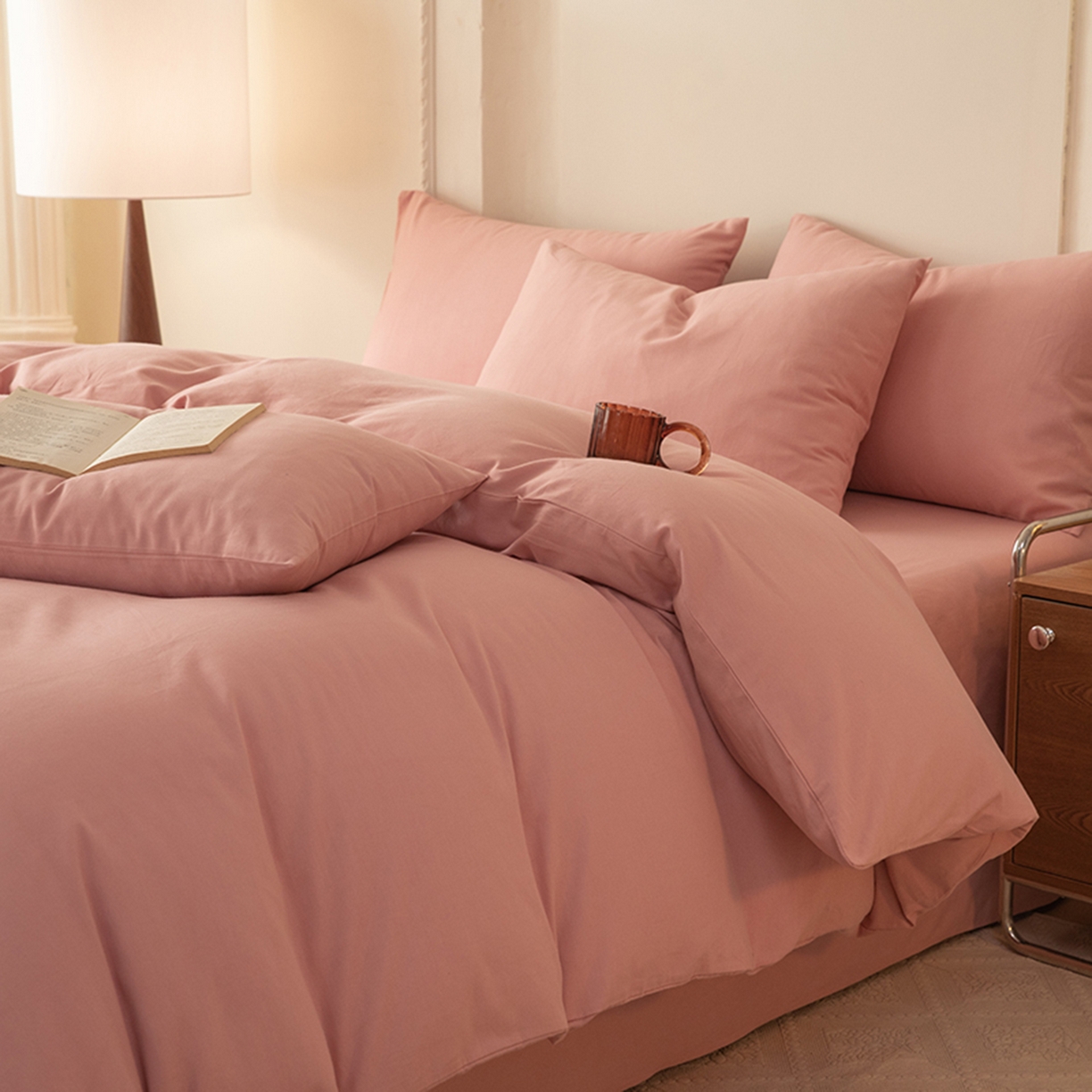 91家纺网 家纺一手货源 找家纺 八十八家纺 2025新款纯棉加厚磨毛四件套及单品系列-单被套 加厚红豆