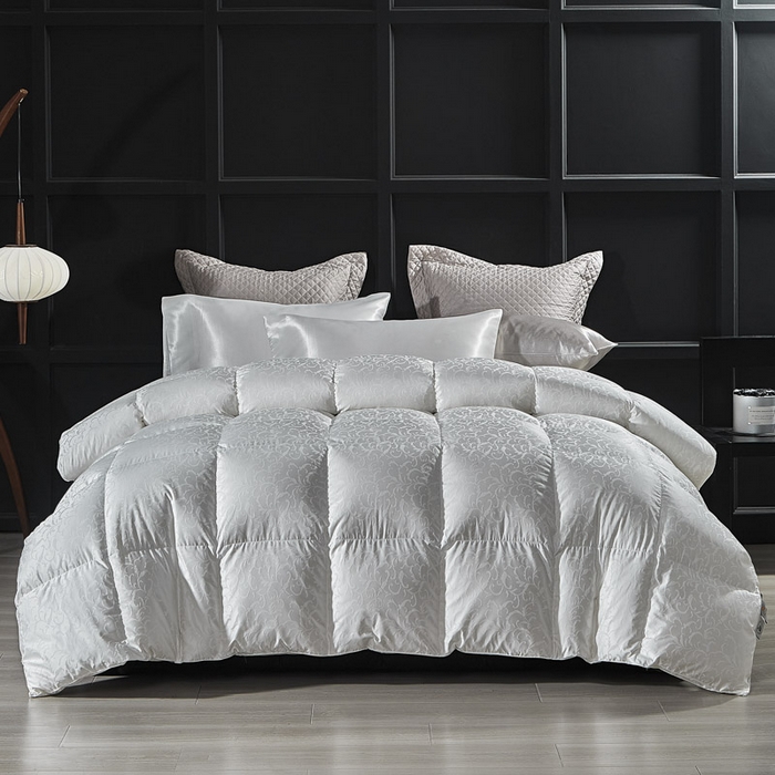 91家纺网 家纺一手货源 找家纺 暖羽屋羽绒馆 2025新款95白鹅绒 超精密金银丝大提花 羽绒被芯鹅绒被子 双人婚庆冬被 春秋被 洛威尔 白