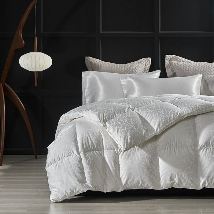 91家纺网 家纺一手货源 找家纺 暖羽屋羽绒馆 2025新款95白鹅绒 超精密金银丝大提花 羽绒被芯鹅绒被子 双人婚庆冬被 春秋被 洛威尔 白