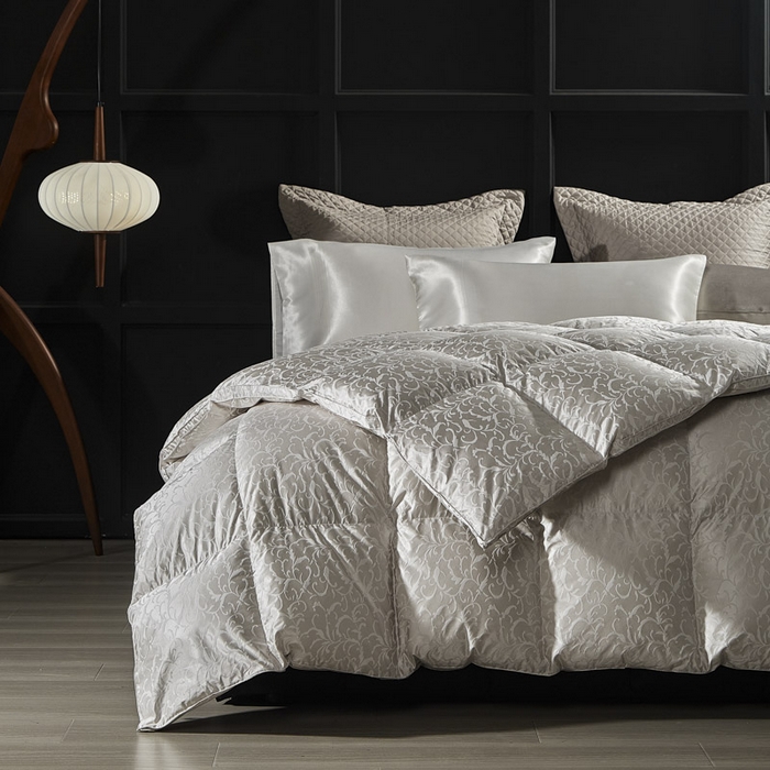 91家纺网 家纺一手货源 找家纺 暖羽屋羽绒馆 2025新款95白鹅绒 超精密金银丝大提花 羽绒被芯鹅绒被子 双人婚庆冬被 春秋被 洛威尔 灰