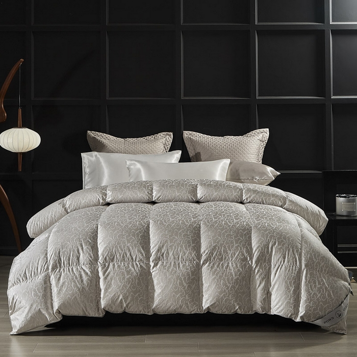 91家纺网 家纺一手货源 找家纺 暖羽屋羽绒馆 2025新款95白鹅绒 超精密金银丝大提花 羽绒被芯鹅绒被子 双人婚庆冬被 春秋被 洛威尔 灰