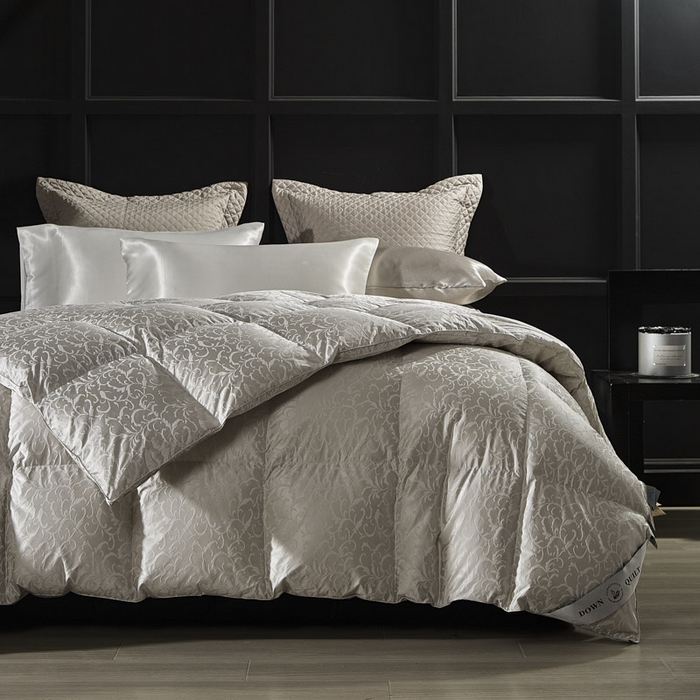 91家纺网 家纺一手货源 找家纺 暖羽屋羽绒馆 2025新款95白鹅绒 超精密金银丝大提花 羽绒被芯鹅绒被子 双人婚庆冬被 春秋被 洛威尔 灰