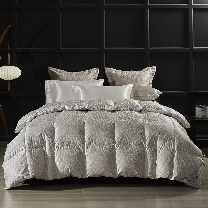 91家纺网 家纺一手货源 找家纺 暖羽屋羽绒馆 2025新款95白鹅绒 超精密金银丝大提花 羽绒被芯鹅绒被子 双人婚庆冬被 春秋被 洛威尔 灰