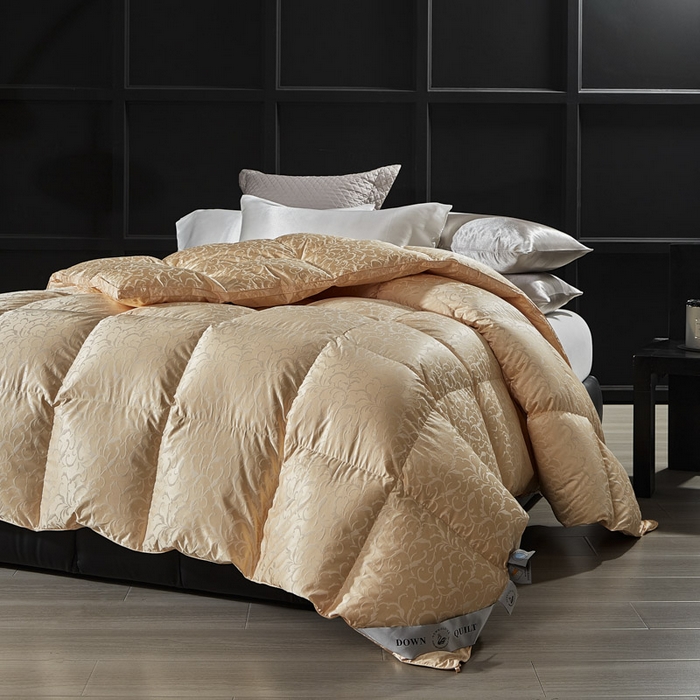 91家纺网 家纺一手货源 找家纺 暖羽屋羽绒馆 2025新款95白鹅绒 超精密金银丝大提花 羽绒被芯鹅绒被子 双人婚庆冬被 春秋被 洛威尔 金