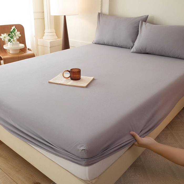 91家纺网 家纺一手货源 找家纺 八十八家纺 2025新款纯棉加厚磨毛四件套及单品系列-单床笠 加厚中灰