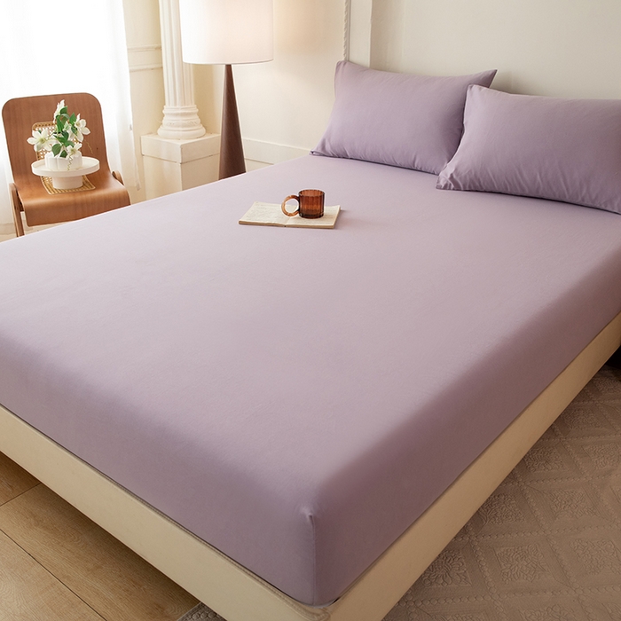 91家纺网 家纺一手货源 找家纺 八十八家纺 2025新款纯棉加厚磨毛四件套及单品系列-单床笠 加厚浅紫