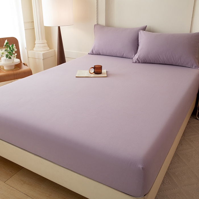 91家纺网 家纺一手货源 找家纺 八十八家纺 2025新款纯棉加厚磨毛四件套及单品系列-单床笠 加厚浅紫