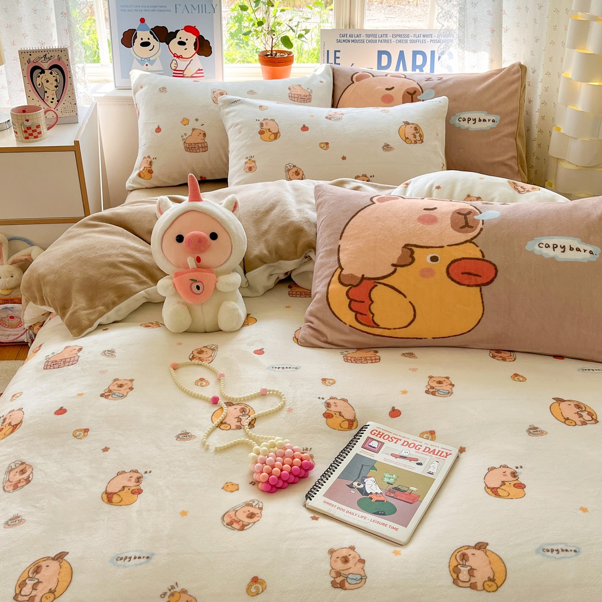 91家纺网 家纺一手货源 找家纺 如一 2025新款高克重卡通印花牛奶绒四件套第二批 卡皮拉