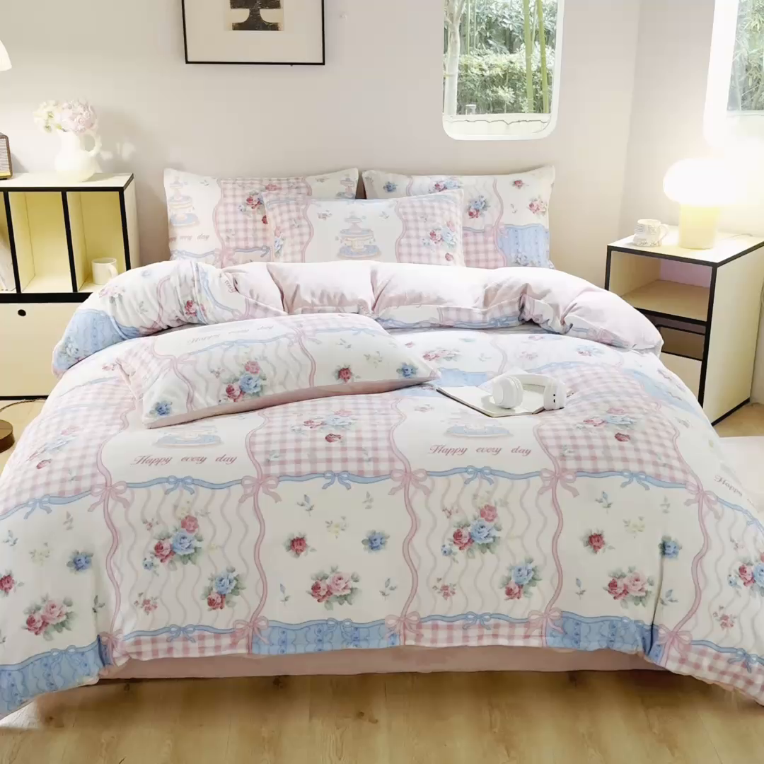 91家纺网 家纺一手货源 找家纺 （总）王朝国际 2025新款高克重牛奶绒印花四件套