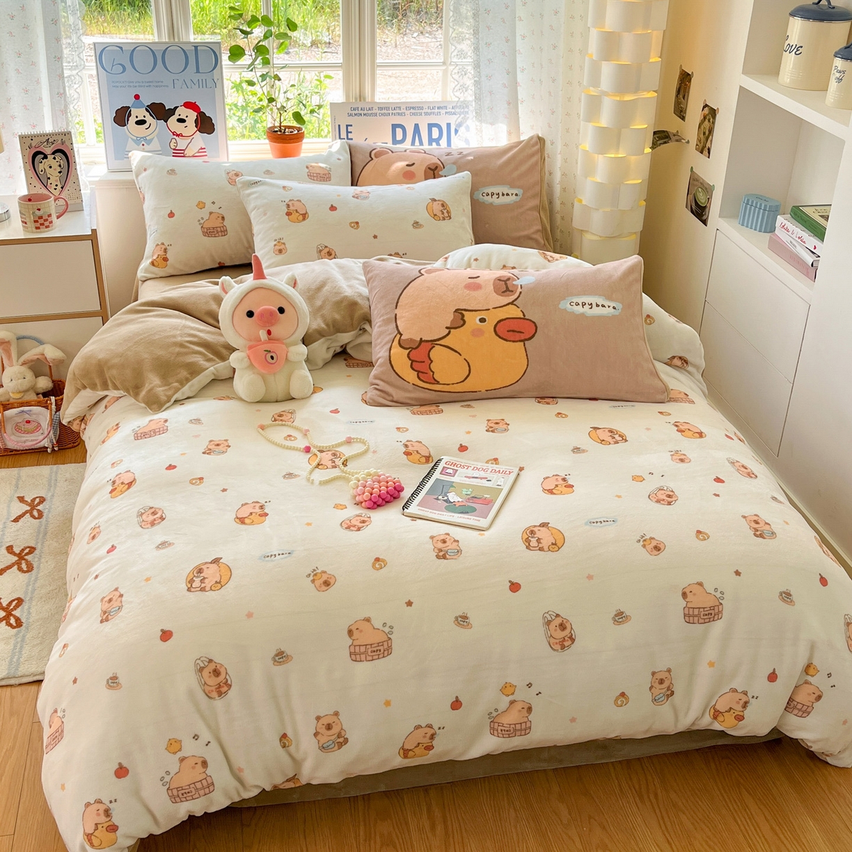 91家纺网 家纺一手货源 找家纺 如一 2025新款高克重卡通印花牛奶绒四件套第二批 卡皮拉