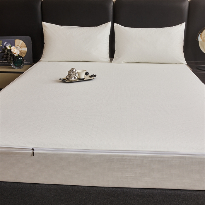 91家纺网 家纺一手货源 找家纺 糯米猪家纺 2025春夏新款亲肤棉六面全包防水压花床笠单件单床笠 典雅白