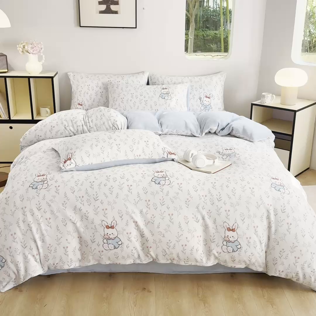 91家纺网 家纺一手货源 找家纺 王朝国际 2026新款高克重牛奶绒印花四件套 莫奈花园