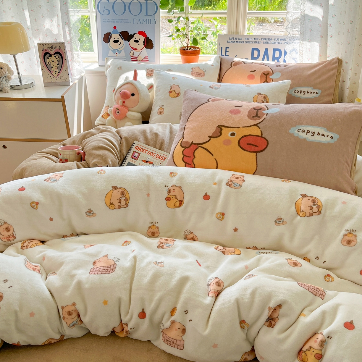 91家纺网 家纺一手货源 找家纺 如一 2025新款高克重卡通印花牛奶绒四件套第二批 卡皮拉