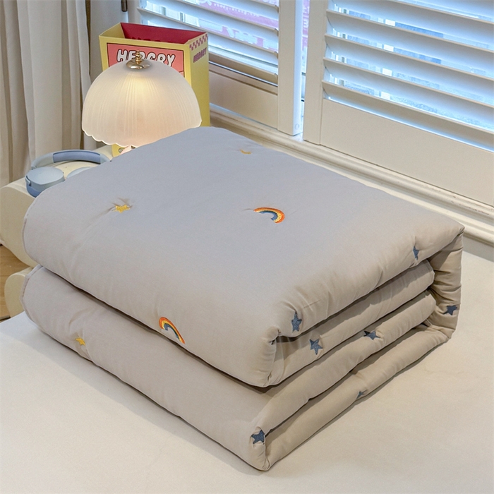 91家纺网 家纺一手货源 找家纺 糯米猪家纺 2025新款全棉纯棉彩虹刺绣款床笠单品床笠床笠单件 彩虹-灰