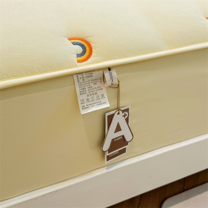 91家纺网 家纺一手货源 找家纺 糯米猪家纺 2025新款全棉纯棉彩虹刺绣款床笠单品床笠床笠单件 彩虹-鹅黄