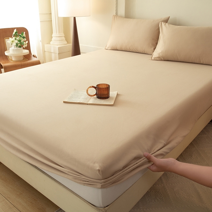 91家纺网 家纺一手货源 找家纺 八十八家纺 2025新款全棉纯棉素色水洗棉床笠单品单床笠床笠单件 加厚卡其