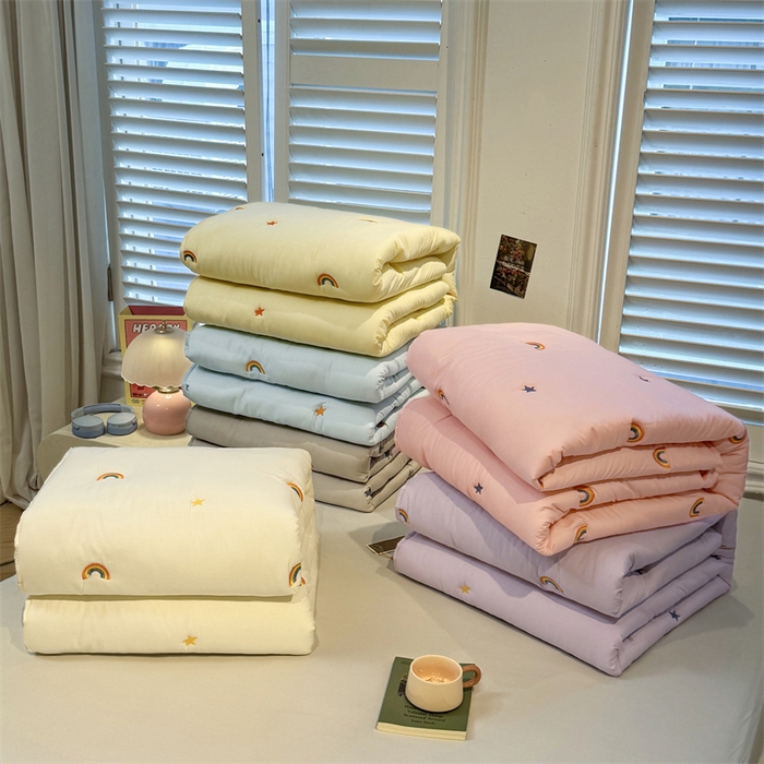 91家纺网 家纺一手货源 找家纺 （总）糯米猪家纺 2025新款全棉纯棉彩虹刺绣款床笠单品床笠床笠单件