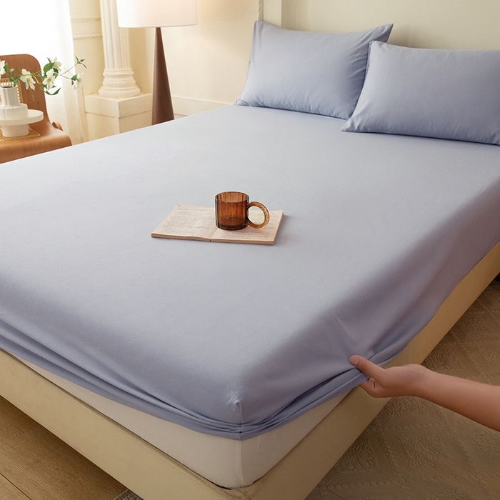 91家纺网 家纺一手货源 找家纺 八十八家纺 2025新款全棉纯棉素色水洗棉床笠单品单床笠床笠单件 加厚天蓝