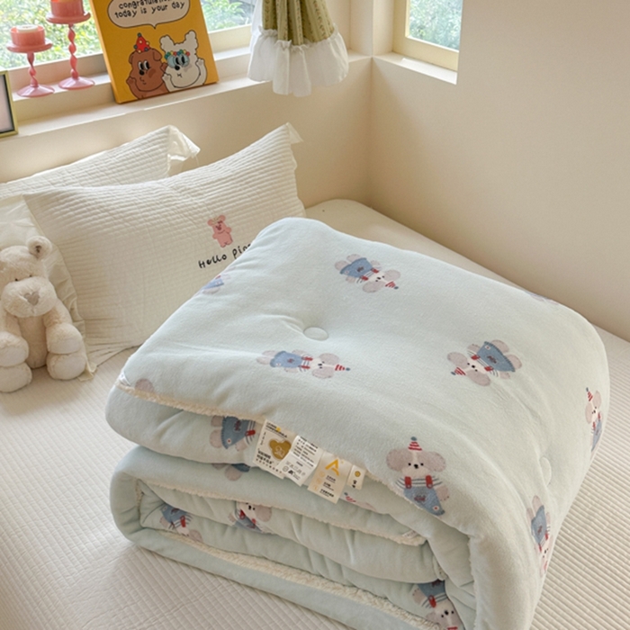 寐居家纺 2025新款牛奶绒+羊羔绒被子被芯 洛洛小狗