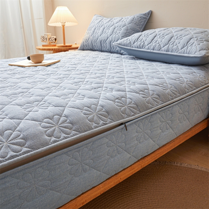 91家纺网 家纺一手货源 找家纺 （总）糯米猪家纺 2025新款全棉纯棉色织水洗棉六面全包床笠